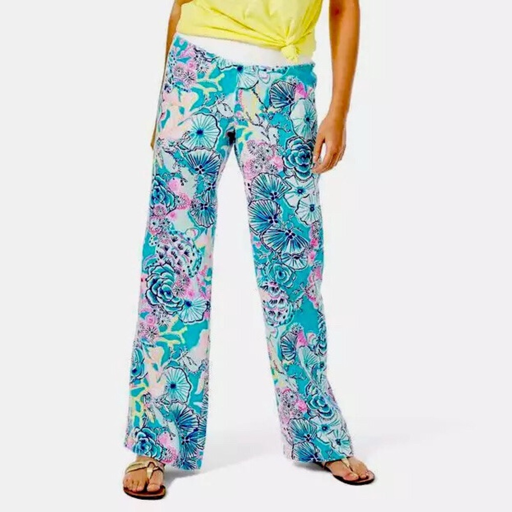 Lilly Pulitzer 100% Linen Palazzo Pants Once Upon A Tide Women’s Size Small